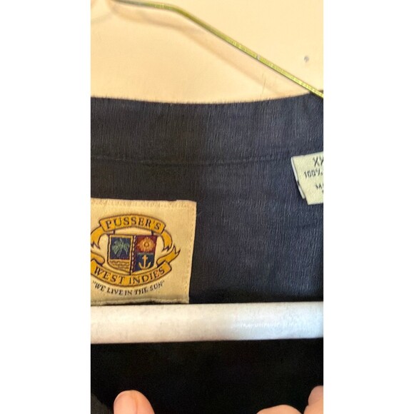 Pusser’s West Indies button Shirt XXL Men black Linen NWT - Picture 2 of 5